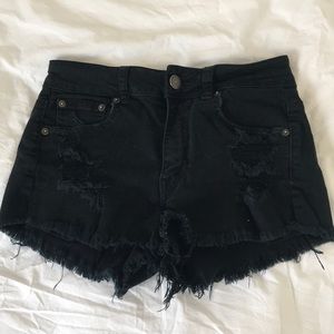 American Eagle Black Hi-Rise Festival Shorts